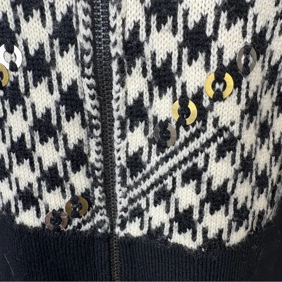 Nanette Lepore - Black & White Houndstooth & Sequin Wool "Steeple Chase" - Picture 6 of 6